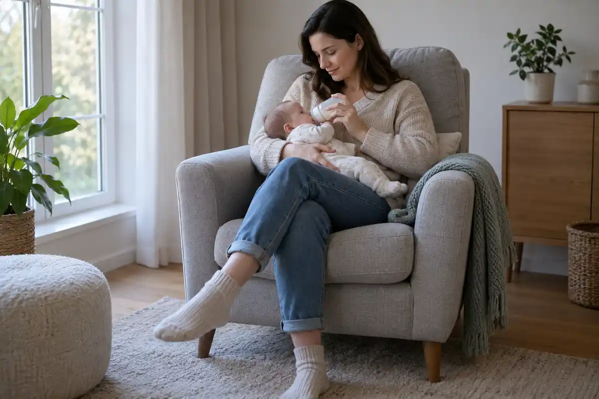 Pendant un repas, le parent vérifie si l’assise, le dossier et les accoudoirs du fauteuil lui offrent des appuis naturels.