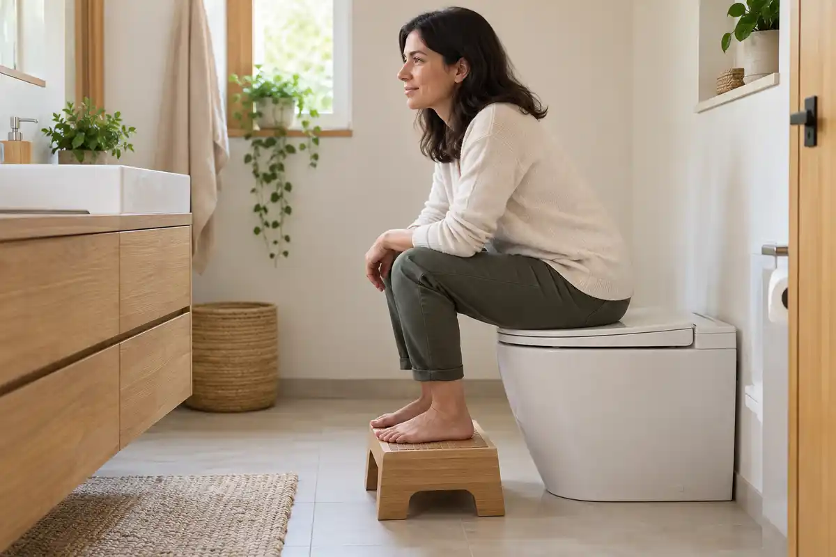 Pieds posés sur un marchepied et buste légèrement incliné vers l’avant : une posture confortable, sans garantie d’évacuation.
